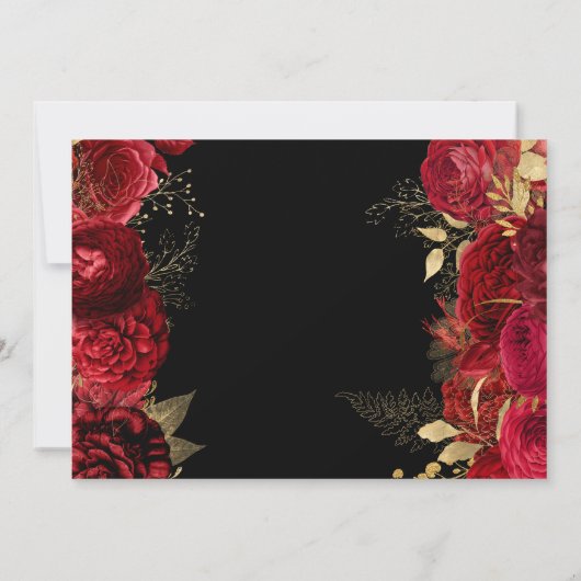 Waterverf rode en gouden bloemen zoet zestien kaart (Achterkant)