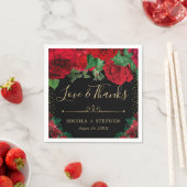 Waterverf rode en gouden glam Rozen bruiloft Servet (Insitu)