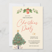 Waterverf Rode en Groene Boom Kerstfeest Kaart (Voorkant)
