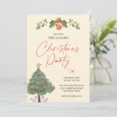 Waterverf Rode en Groene Boom Kerstfeest Kaart (Staand voorkant)