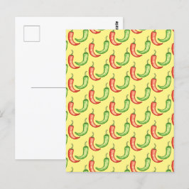 Waterverf rode en groene chilipepers briefkaart