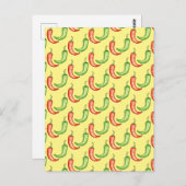 Waterverf rode en groene chilipepers briefkaart (Voorkant / Achterkant)