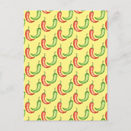 Waterverf rode en groene chilipepers briefkaart