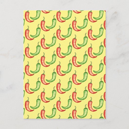 Waterverf rode en groene chilipepers briefkaart (Voorkant)