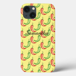 Waterverf rode en groene chilipepers Case-Mate iPhone case