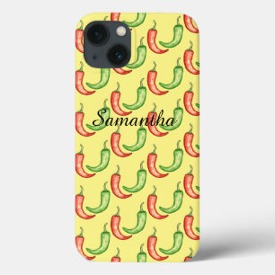 Waterverf rode en groene chilipepers Case-Mate iPhone case