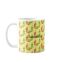 Waterverf rode en groene chilipepers