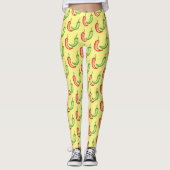 Waterverf rode en groene chilipepers leggings (Voorkant)
