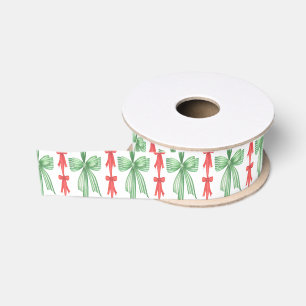 Waterverf Rode en Groene Coquette Bogen Grosgrain Lint