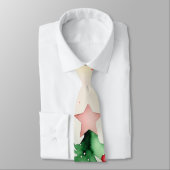 Waterverf rode en groene kerstboom Ornamenten Stropdas (Gebonden)