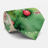 Waterverf rode en groene kerstboom Ornamenten Stropdas (Opgerold)