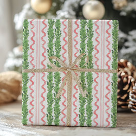 Waterverf rode en groene kerstslinger cadeaupapier