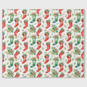Waterverf rode en groene kousen Cadeaupapier (Vlak)