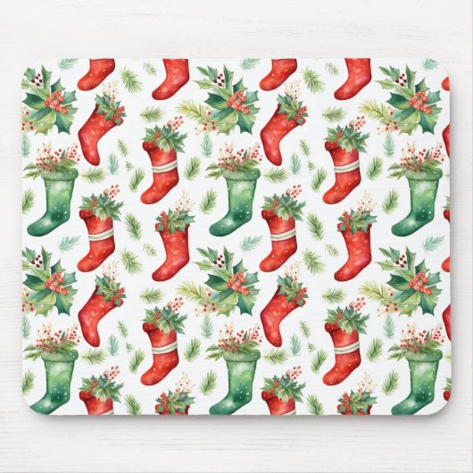  Waterverf rode en groene kousen Muismat (Voorkant)