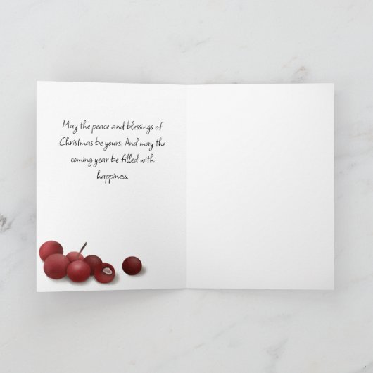 Waterverf rode en groene lef Berry-tak Feestdagen Kaart (Binnen)