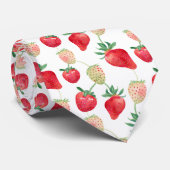 Waterverf rode en roze aardbeien stropdas (Opgerold)