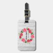Waterverf rode en roze bloemen groot ontwerp bagagelabel (Voorkant verticaal)
