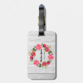 Waterverf rode en roze bloemen groot ontwerp bagagelabel (Achterkant verticaal)