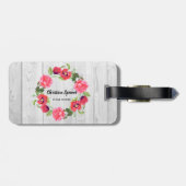 Waterverf rode en roze bloemen groot ontwerp bagagelabel (Achterkant horizontaal)