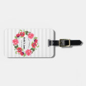 Waterverf rode en roze bloemen groot ontwerp bagagelabel (Voorkant horizontaal)