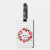 Waterverf rode en roze bloemen groot ontwerp bagagelabel (Achterkant verticaal)