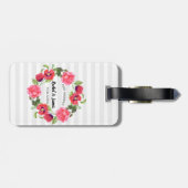 Waterverf rode en roze bloemen groot ontwerp bagagelabel (Achterkant horizontaal)