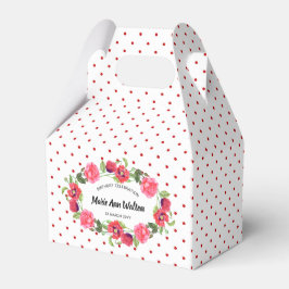 Waterverf rode en roze bloemen groot ontwerp bedankdoosjes