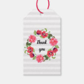 Waterverf rode en roze bloemen groot ontwerp cadeaulabel (Voorkant)
