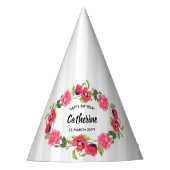 Waterverf rode en roze bloemen groot ontwerp feesthoedjes (Voorkant)