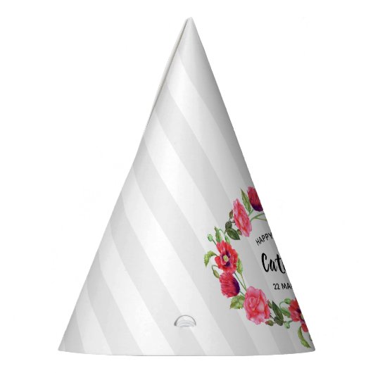 Waterverf rode en roze bloemen groot ontwerp feesthoedjes (Links)
