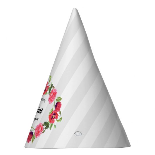 Waterverf rode en roze bloemen groot ontwerp feesthoedjes (Rechts)