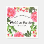 Waterverf rode en roze bloemen groot ontwerp servet (Voorkant)