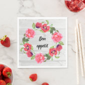 Waterverf rode en roze bloemen groot ontwerp servet (Insitu)