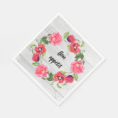 Waterverf rode en roze bloemen groot ontwerp servet (Hoek)