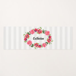 Waterverf rode en roze bloemen groot ovaal ontwerp yogamat