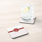 Waterverf rode en roze bloemen met rode pokadots bier onderzetter (Rechterzijde)