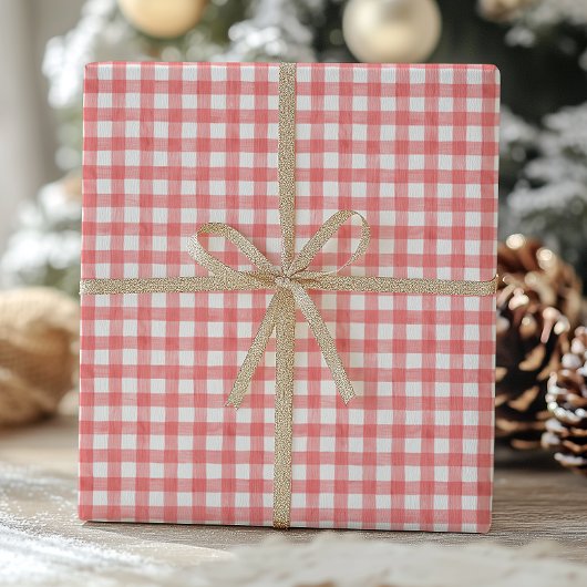 Waterverf rode en witte gingham cadeaupapier