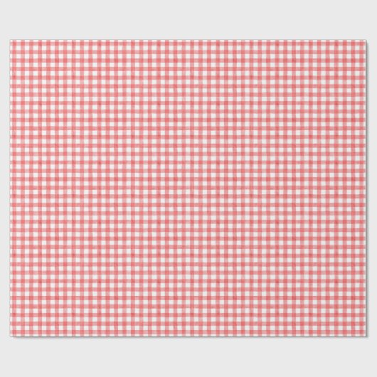 Waterverf rode en witte gingham cadeaupapier (Vlak)