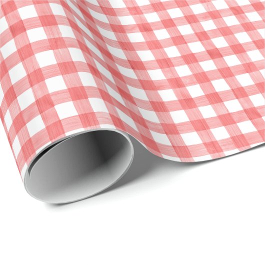 Waterverf rode en witte gingham cadeaupapier (Rol Hoek)