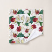 Waterverf rode en witte zomertropische bloemen bad handdoek (Wasdoekje)
