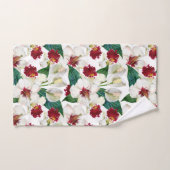 Waterverf rode en witte zomertropische bloemen bad handdoek (Handdoek)