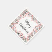 Waterverf Rode Feestdagen Winter Bessen Bladeren Servetten (Hoek)