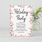 Waterverf Rode Feestelijke Winterparty Bessen Blad Kaart (Staand voorkant)