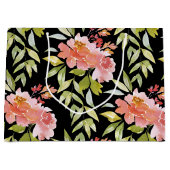 Waterverf Rode Floral op zwart Groot Cadeauzakje (Voorkant)