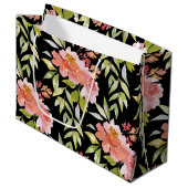 Waterverf Rode Floral op zwart Groot Cadeauzakje (Voorkant Gekanteld)