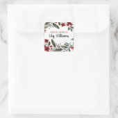 Waterverf Rode Floral uit de bibliotheek Vierkante Sticker (Tas)