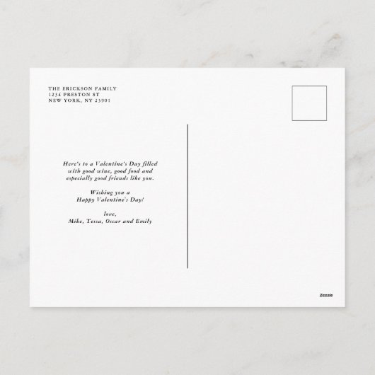 Waterverf Rode Floral Valentijnsdag Foto Feestdagenkaart (Achterkant)