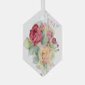 Waterverf Rode Gele Pink Garden Rozen Glas Ornament (Voorkant Rechts)