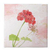 Waterverf Rode Geranium Garden Flowers Tegeltje (Voorkant)
