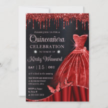 Waterverf Rode Glitter Jurk Quinceanera